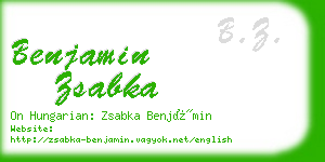 benjamin zsabka business card